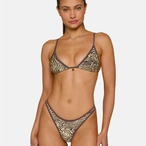Brown and Cream Exotic Bikini Set